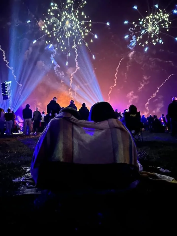 Visitors watching the fireworks display